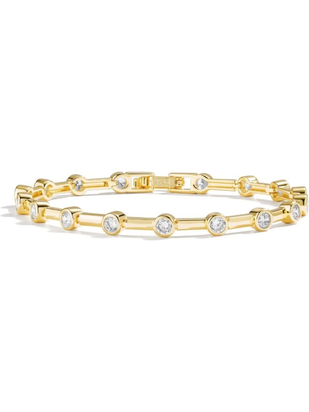 Elegant 14K Gold Tennis Bracelet for Women, Bezel Set CZ Jewelry, Sparkling Gift
